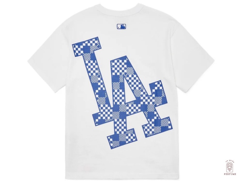 Áo Thun MLB Checkerboard Back Logo LA Dodgers White