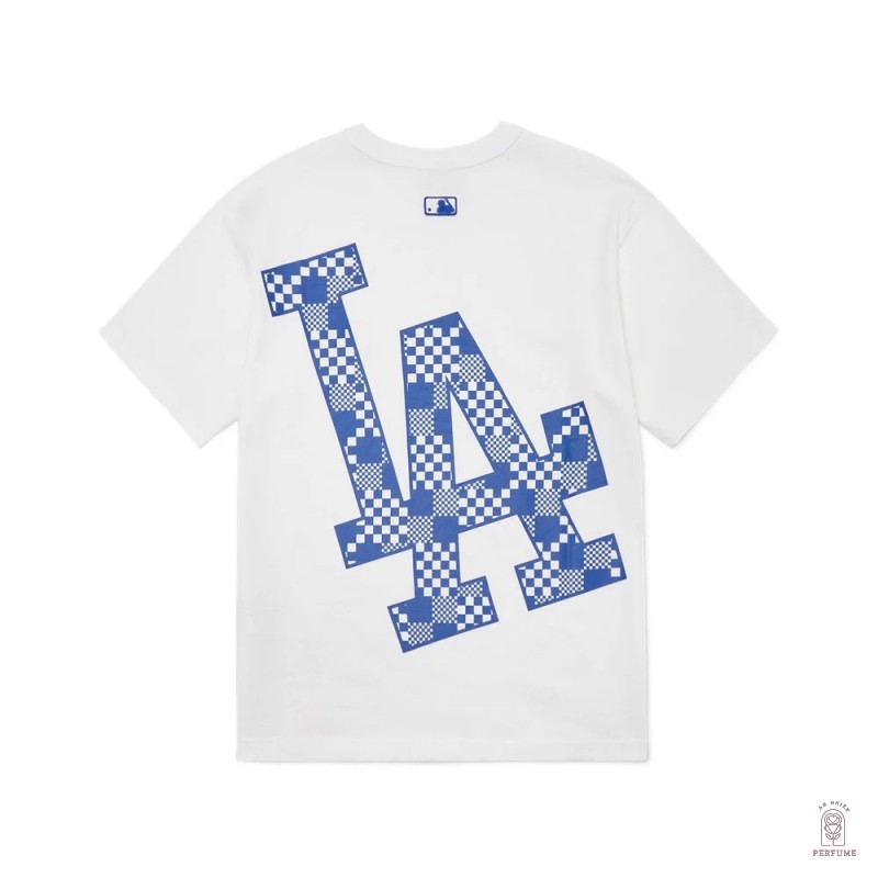 Áo Thun MLB Checkerboard Back Logo LA Dodgers White